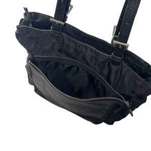 PRADA leather pocket nylon tote bag