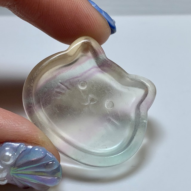 26.可愛い猫顔☆フローライト猫皿