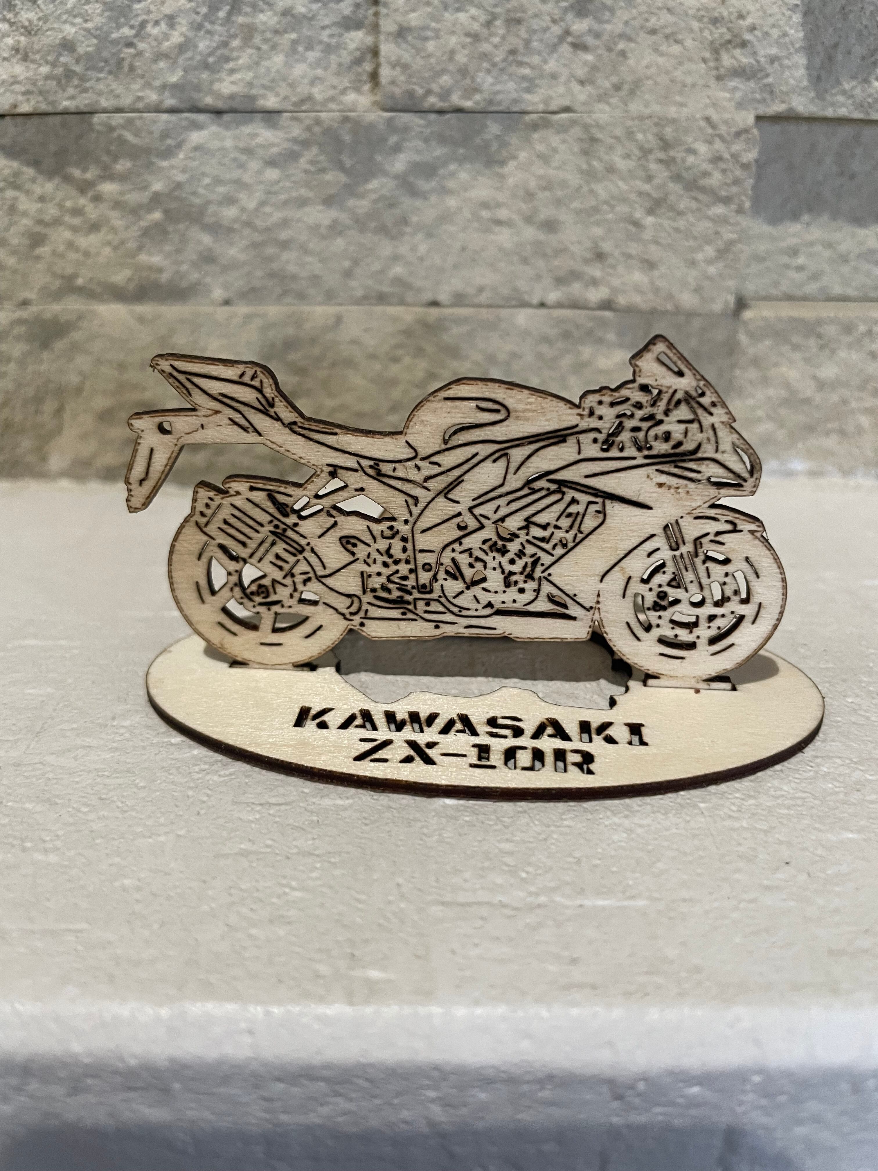 バイク カワサキ kawasaki ZX10R 模型 木製 フィギュア スタンド ミニ