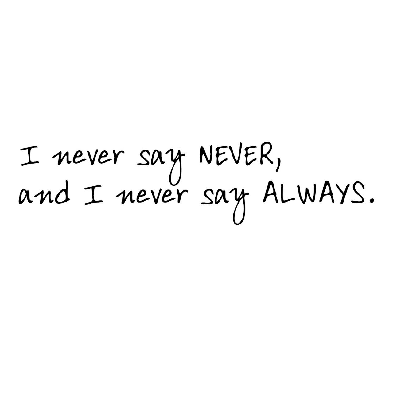 ウォールステッカー 英字 名言 黒 マット 英語 I never say never and I never say always 14 x 56 cm