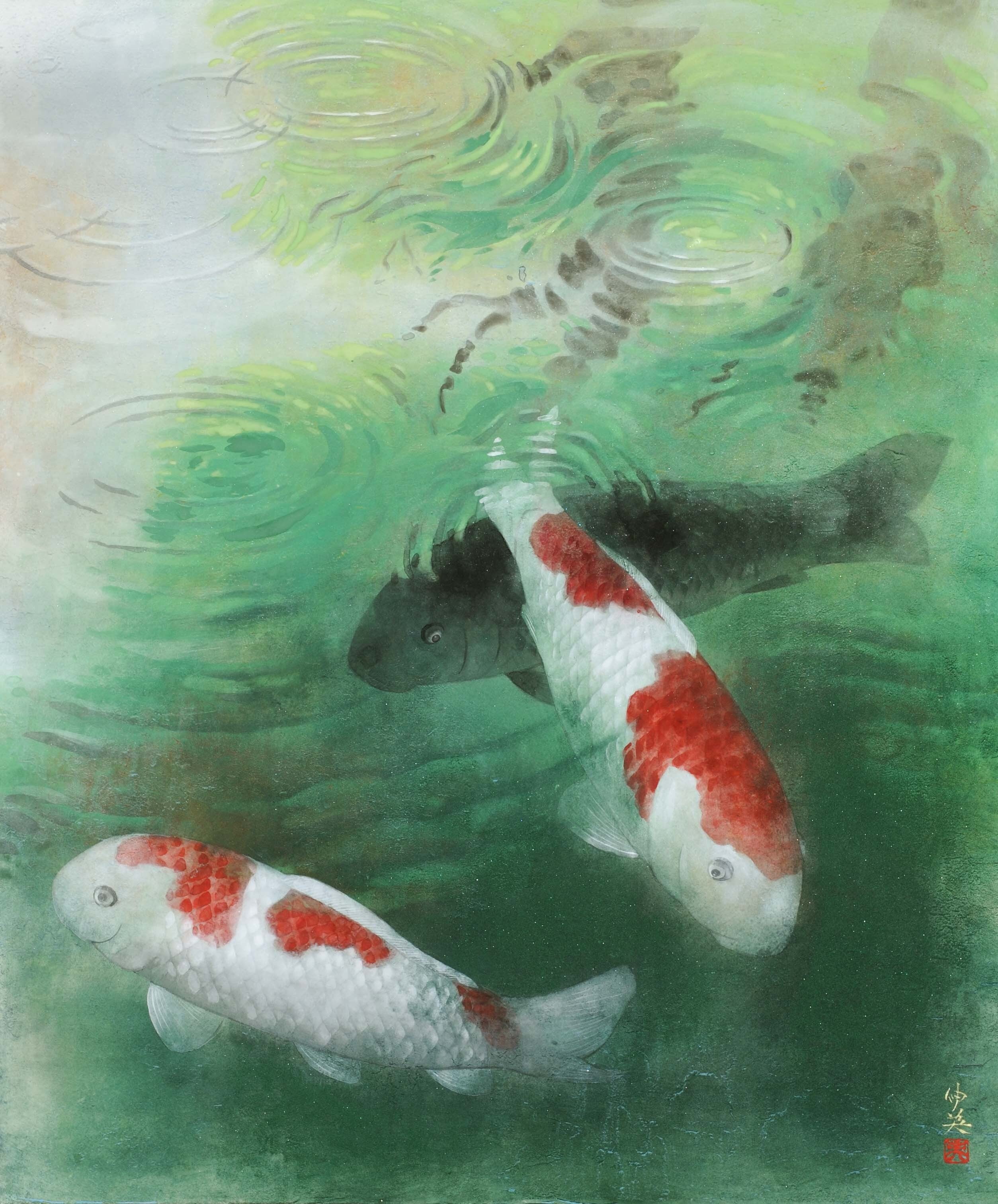 鯉（日本画）Koi | 牧野伸英の日本画ショップ -Nobuhide Makino's