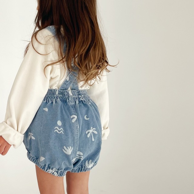 【TWIN COLLECTIVE×bamlovesboo】Bowie Bubble Romper - Cali Print Demim