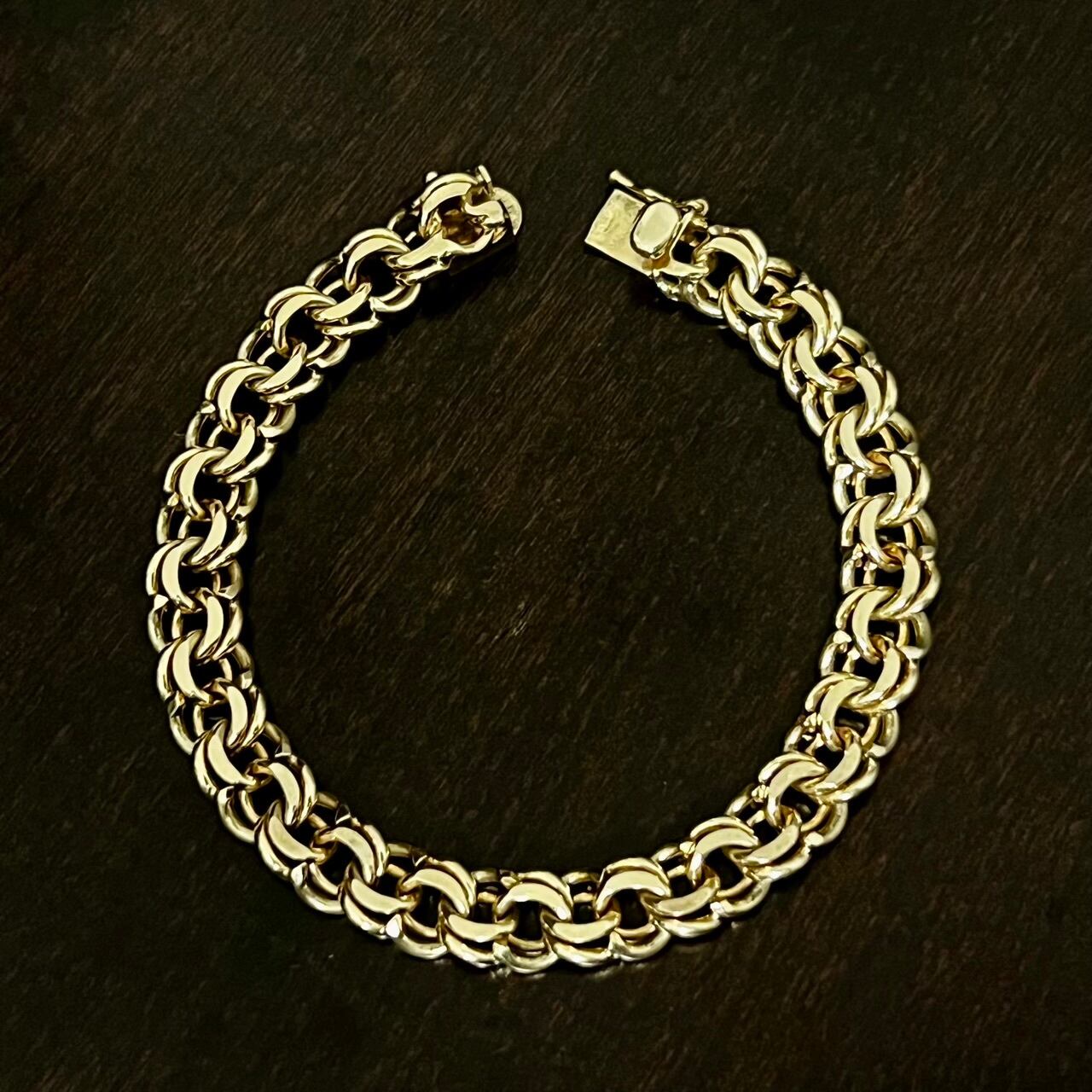 VINTAGE TIFFANY & CO. 14K Gold Double Ring Curb Chain Bracelet