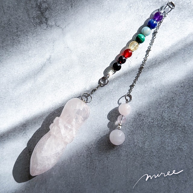 愛で満たすチャクラヒーリングペンデュラム【ローズクォーツ】chakra pendulum_121