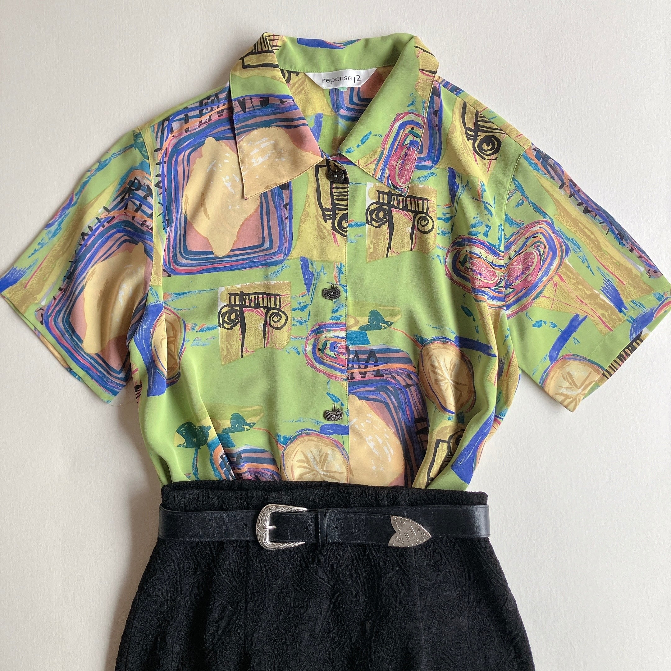 vintage ヴィンテージ プリントシャツ　ブラウス ブラウス | 古着屋mojo