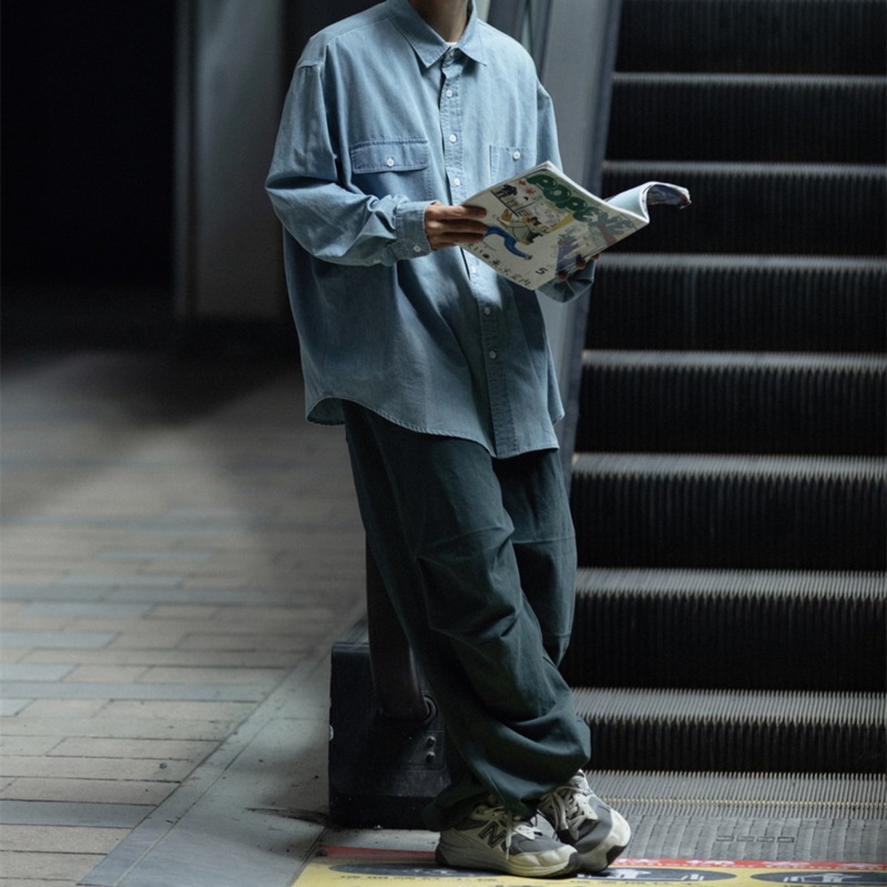 ライトブルーオールドウォッシュデニムシャツ　982