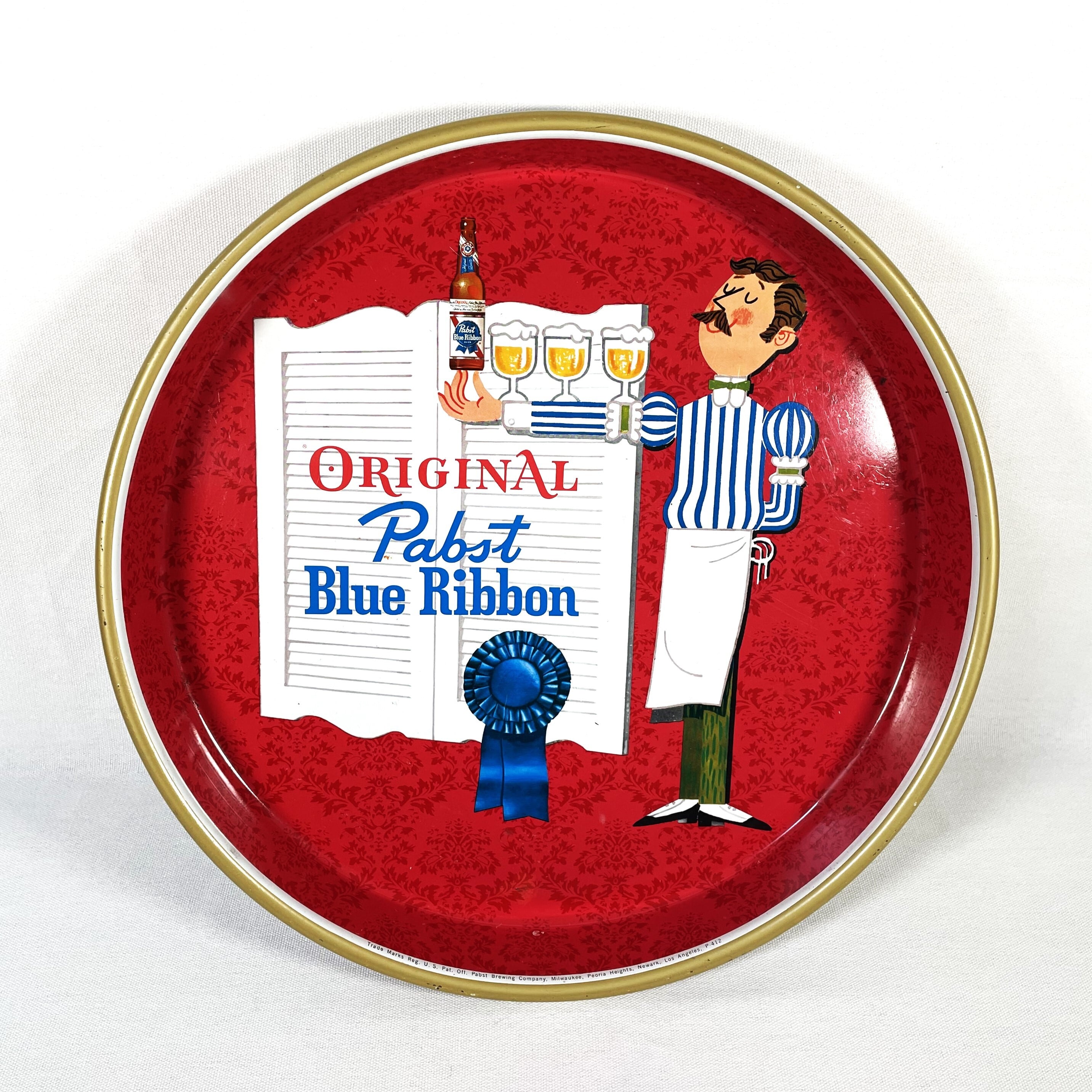 80s Pabst Blue Ribbon Beer Serving Tray | YUH ANTIQUE