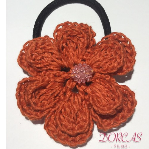 手編み お花のヘアゴム