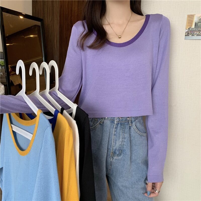 オータムルーズセーター シャツ ショートトップス ロング 秋物 YY-ファッション55540029207