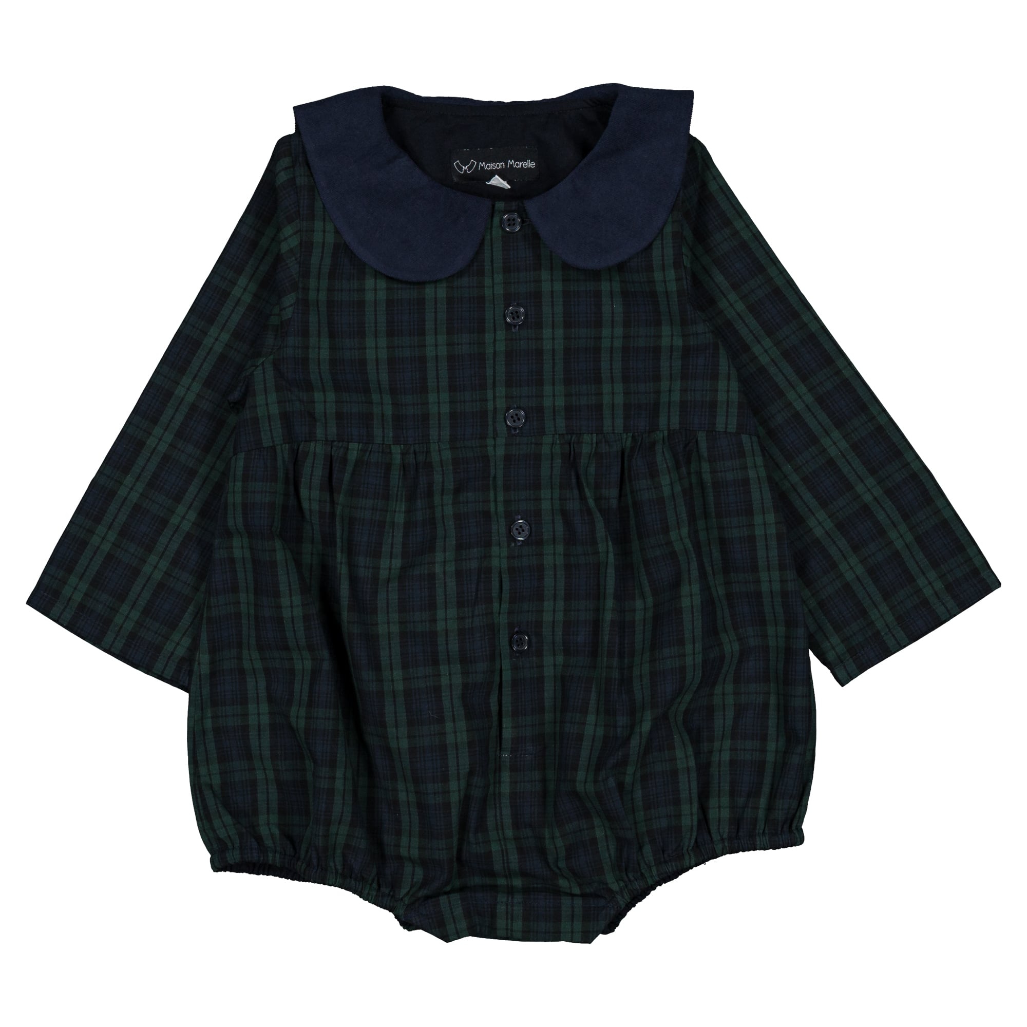 【予約/送料無料】Romper BAC - tartan green& blue / Maison Marelle