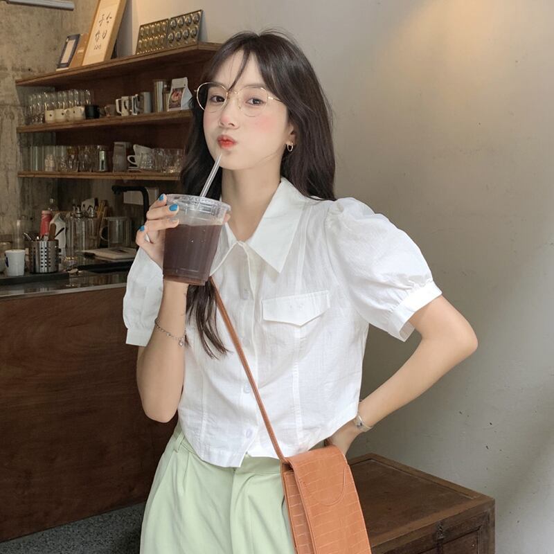 スリーブシャツ サマーショートトップス 大人ガーリー スウィート キュート カジュアル 夏物 試着室73500446682