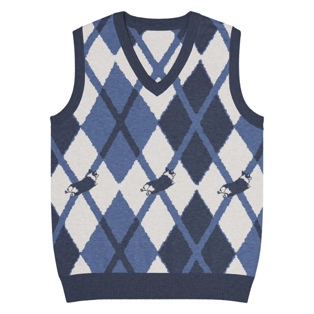 WIGGLE ARGYLE Knit Vest　[T0098]
