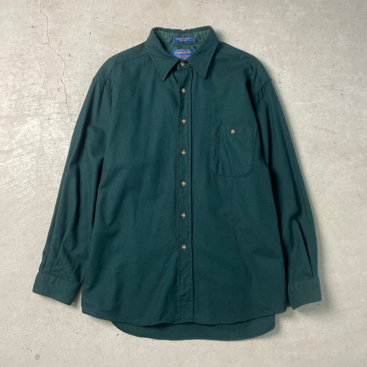 USA製 PENDLETON ペンドルトン 長袖ウールシャツ レザーエルボパッチ 