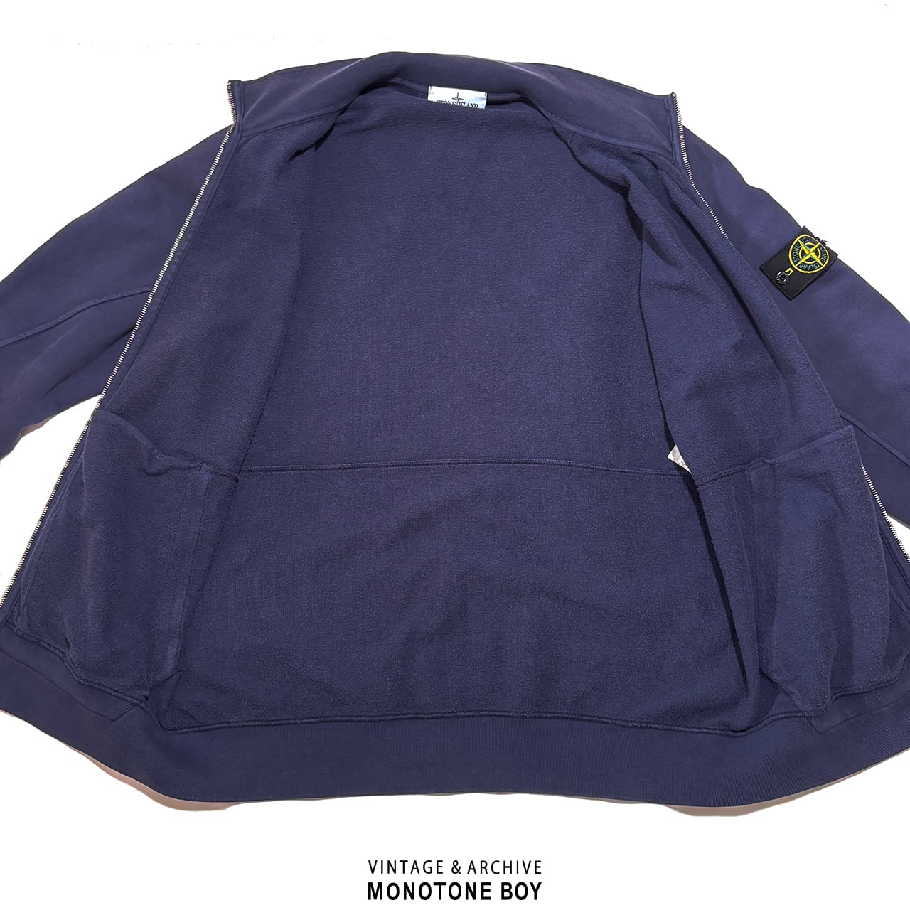 STONE ISLAND 2016SS HEAVY WEIGHT ZIP UP SWEAT SHIRT Sun faded navy