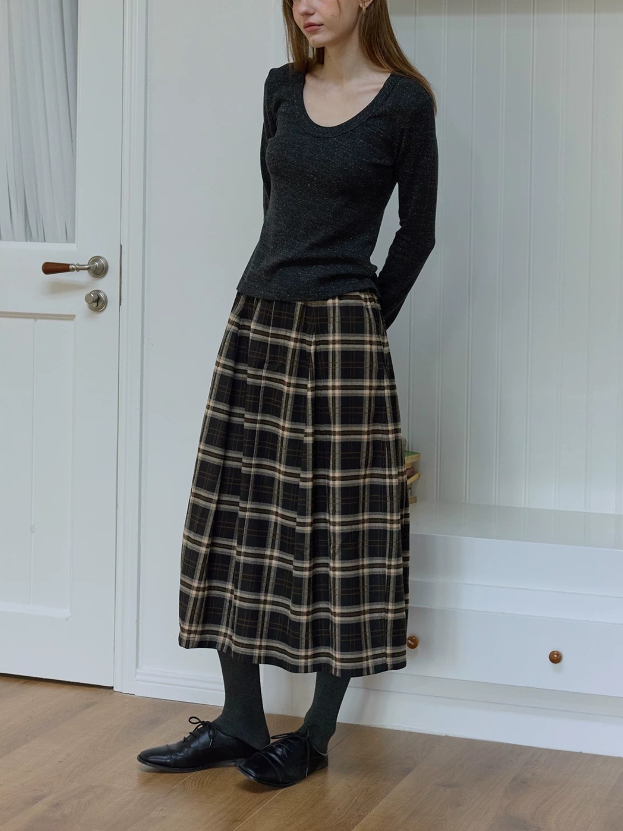 Bourgeon Vintage Check Tucked Skirt F0821