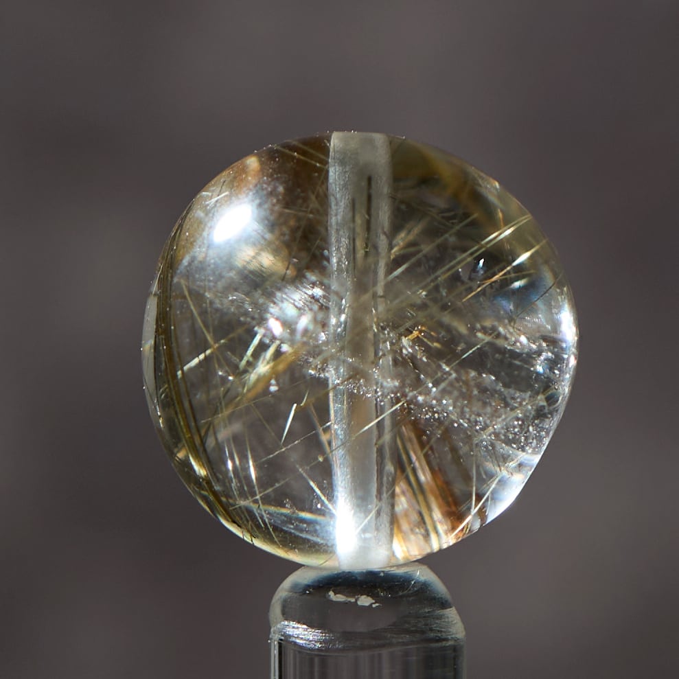 【白銀を穿つ針の砦】ブラジル産 シルバールチルクォーツ Type-A (AA/13.9mm) ビーズ/現品一点売り