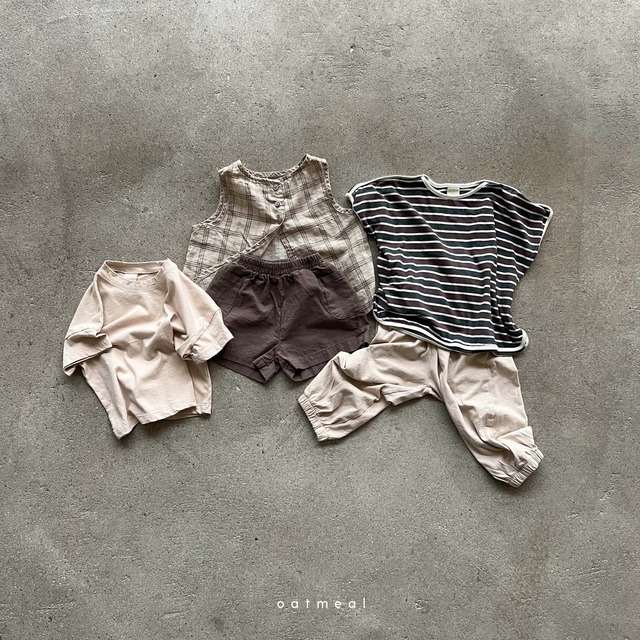 【80~120即納】oatmeal / johns stripe ground T