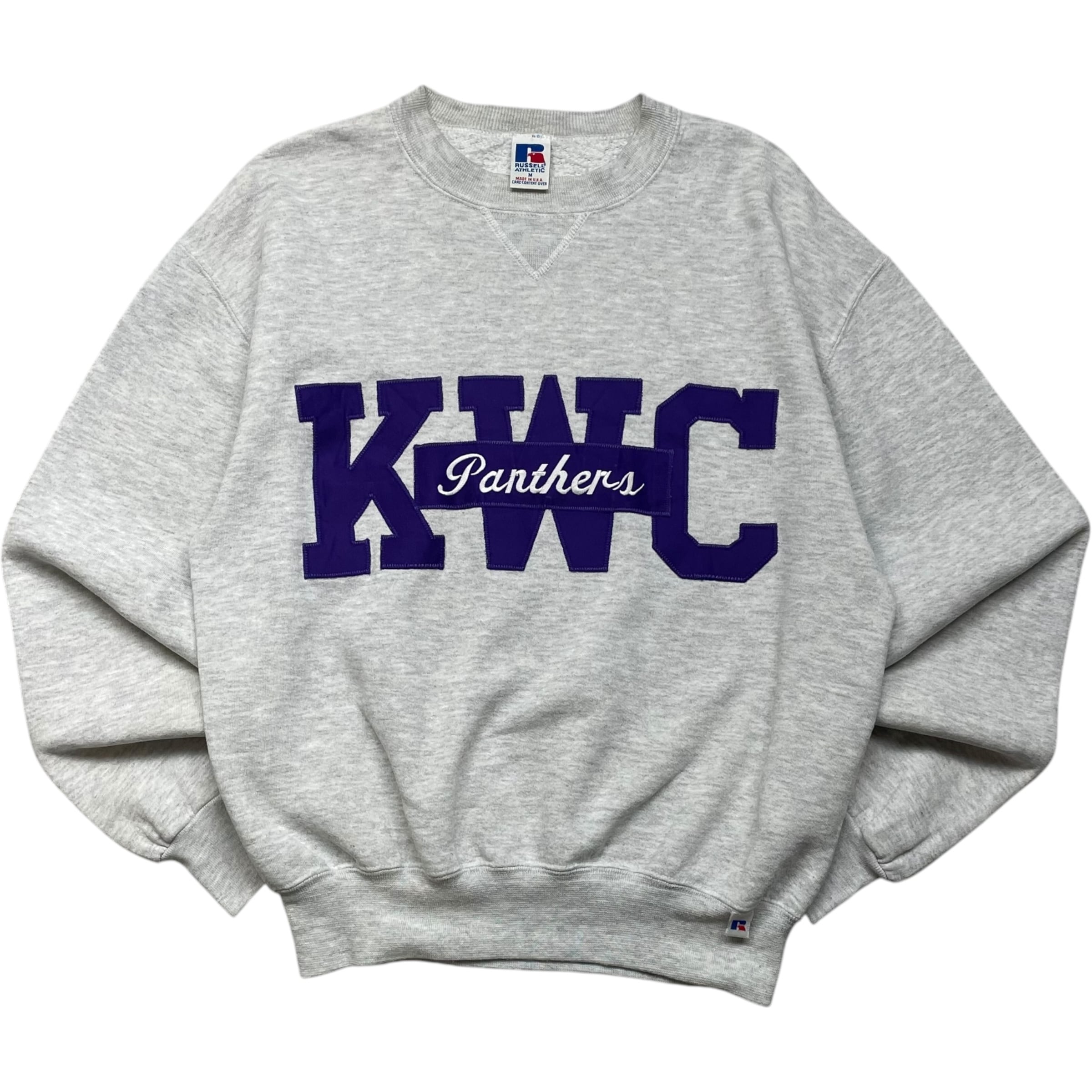 《M》russell athletic ラッセルアスレチック スウェット ワンポイント ロゴ刺繍 グレー USA製 90年代 vintage no.7083