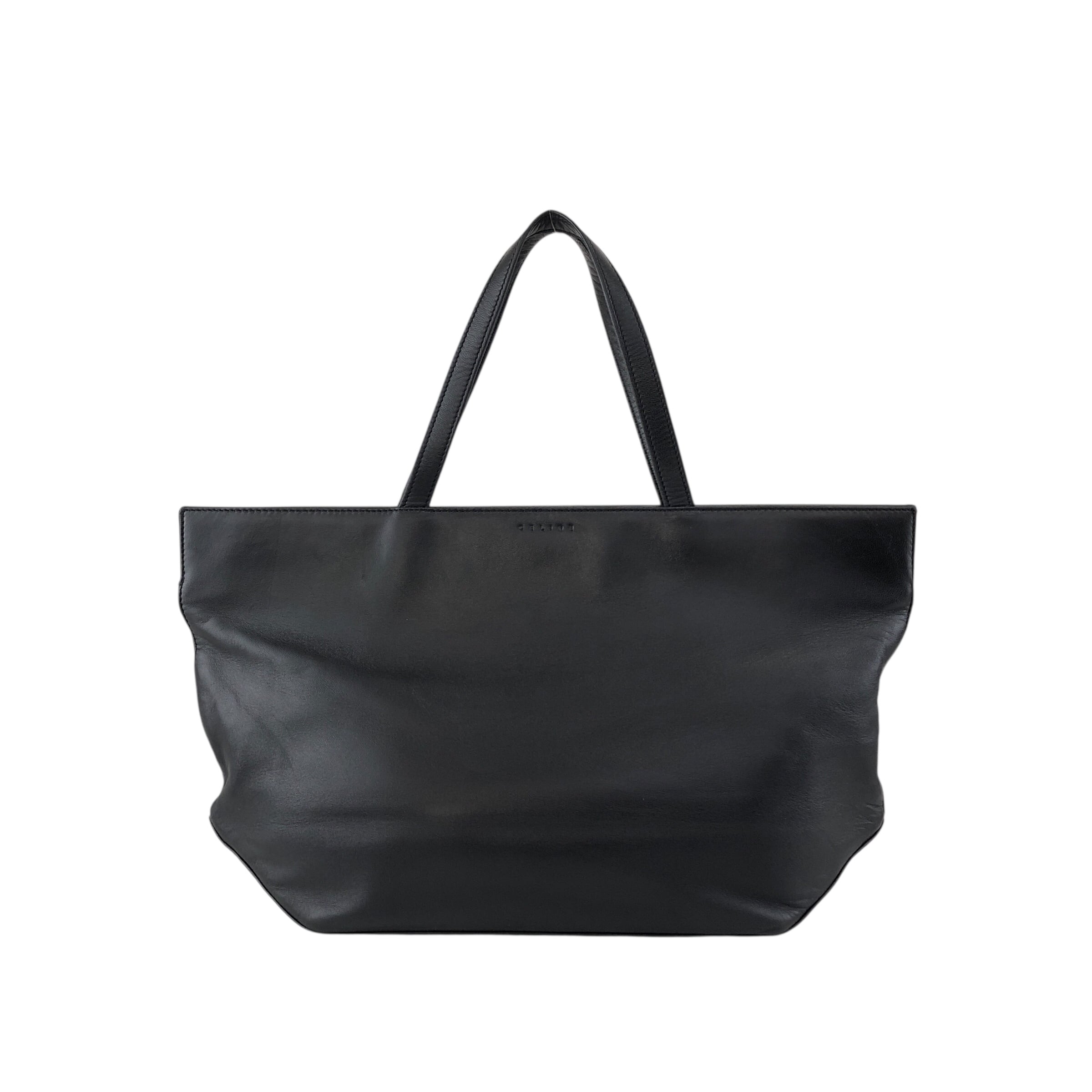 CELINE/セリーヌ　トートバック　黒 CELINE セリーヌ トートバッグ ブラック ロゴ レザー vintage