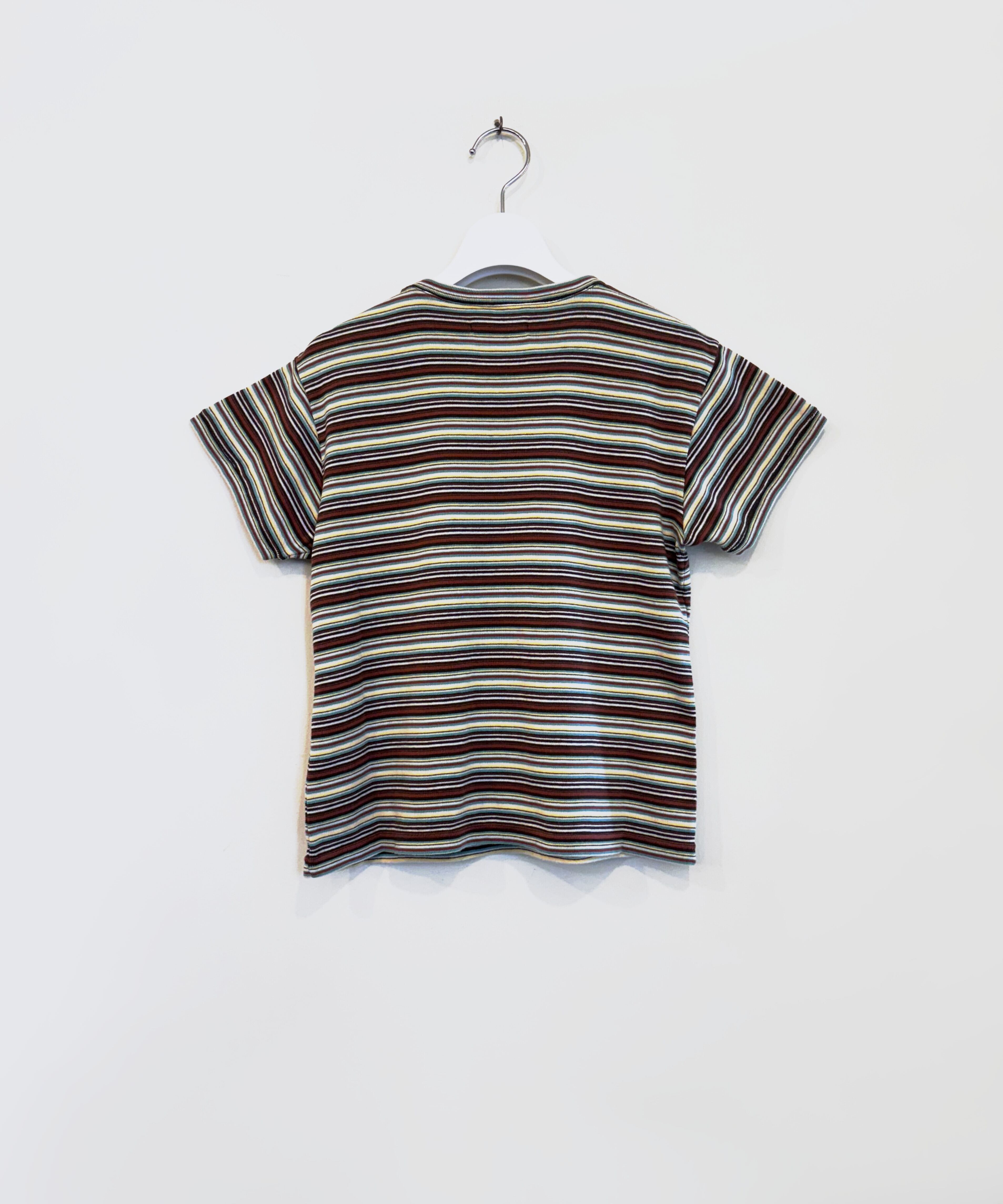 FUMIKA_UCHIDA / FU-V-CS003 MULTICOLOR STRIPE T-SHIRT(BROWN  