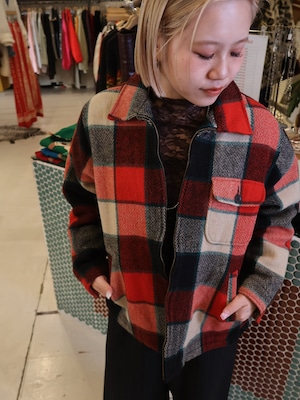 90s Eddie Bauer plaid pattern wool jacket【1931】