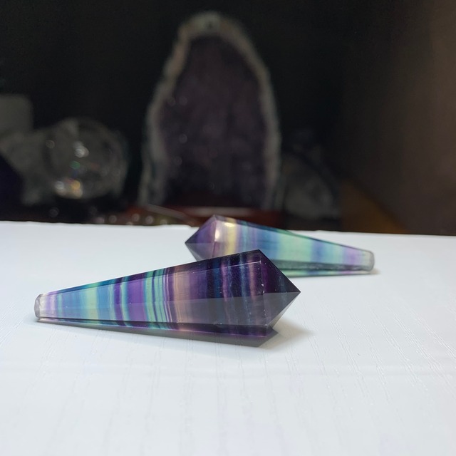 透明度抜群☆フローライトポイント2本セット