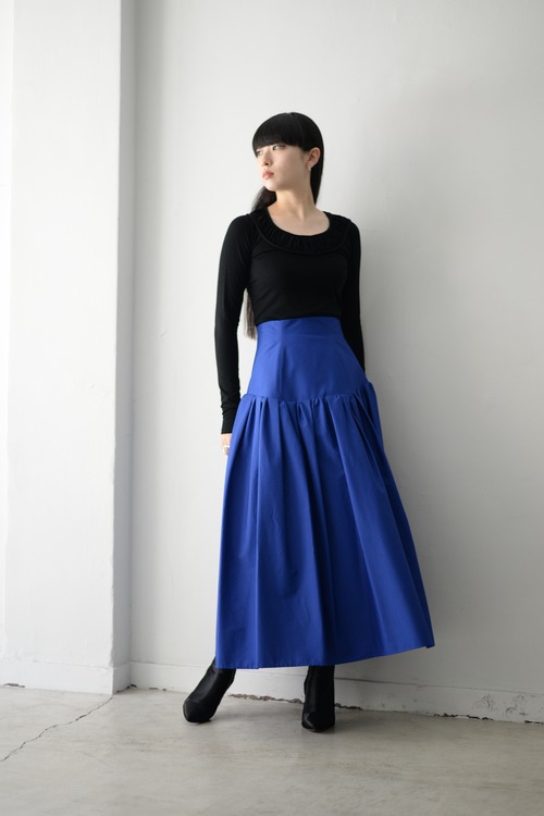 SATORU SASAKI / High-Waist Gather Skirt (blue)