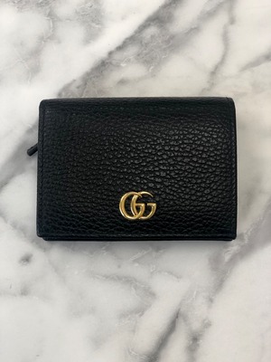 GUCCI　グッチ　マーモント　エンボスレザー　コンパクトウォレット　456126　財布　ブラック　yhbkcy