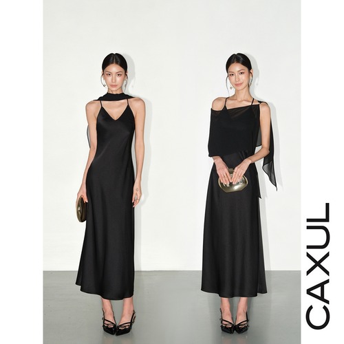 Sheer Cape Slip Dress/2color