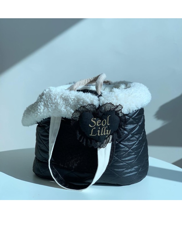 受注制作【settusettu】Heart Name tag  / black ver / small size〔お名前刺繍〕