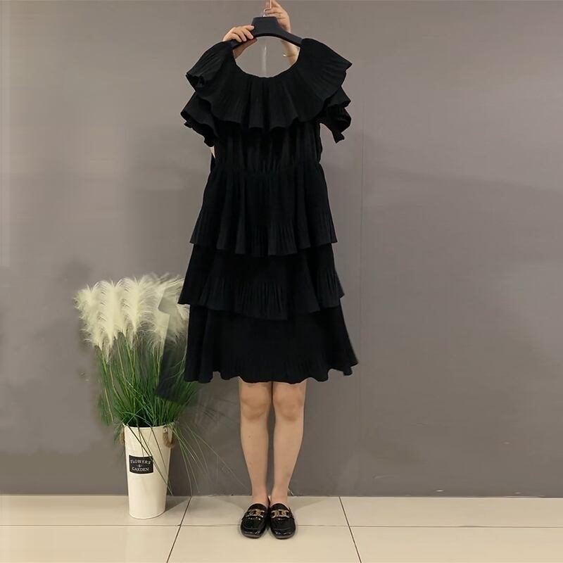 ドレス サマーロングスカート 大きめサイズ 夏物 マルチレイヤー ミックスインファッション44451073584