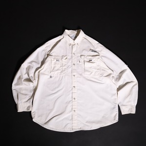 " Columbia " over silhouette white color fishing shirt