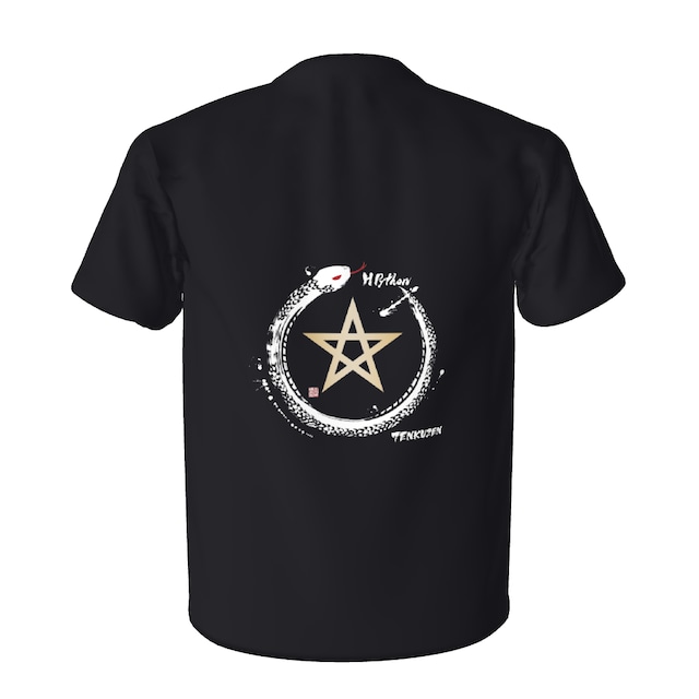 【2025年9月15日限定販売】【御祈祷Tシャツ】Tシャツ&コットンバッグ /【H Python (アッシュパイソン)】ブランド オリジナルTシャツ 【天空禅(TENKUZEN)】 / Tシャツ / Tシャツ オリジナル / Tシャツ メンズ / Tシャツ レディース / Tシャツ ブランド / お寺で御祈祷 / お守り Tシャツ / 白蛇 / 五芒星 / 金運 / 財運 / 厄除け /【Tシャツ ブラック】