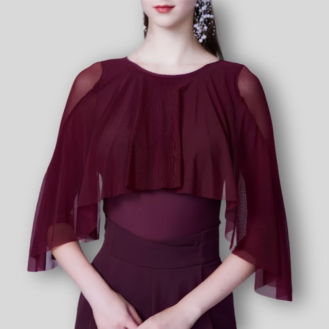 シフォンケープ シアーメッシュ レオタードトップス 4col D00796
