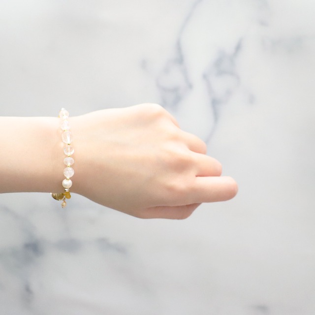 【Shining  Like Stardust】レインボークォーツ×水晶×クォーツァイト ブレスレット