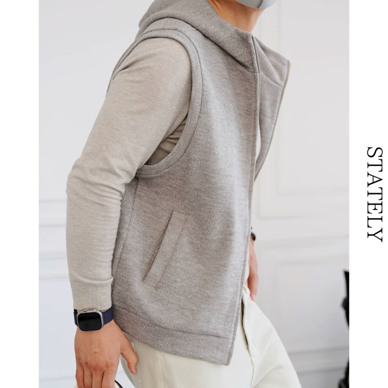 Urban Knit フーデッドジップベスト/3color_T213・画像10