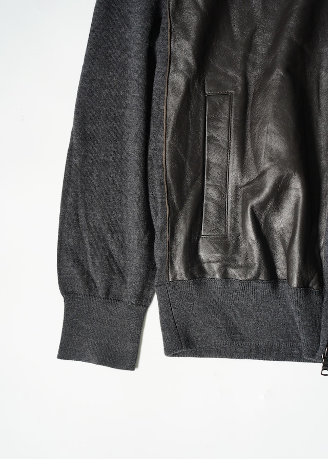 BANANA REPUBLIC switchig leather double zip drivers knit