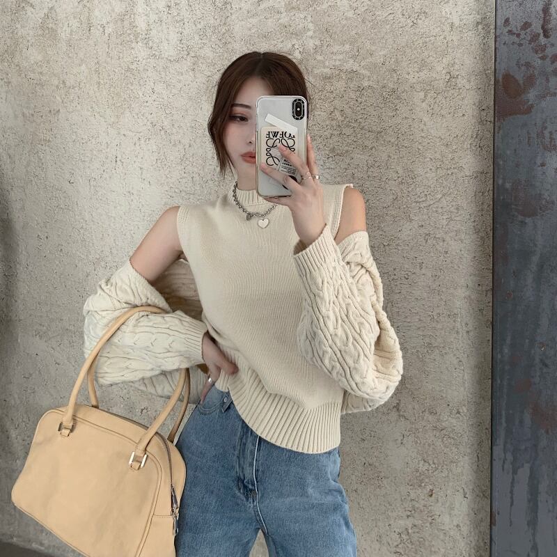 セーター ショートカーディガンコート オータムトップス 秋物 ブラックストロベリース45735026373