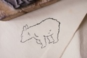 フランス ６c  かわいい子熊さんとメランコリーな木製スタンプ ヴィンテージ