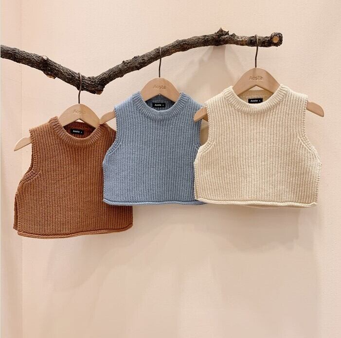 【BABY】無地ニットベスト 全3色