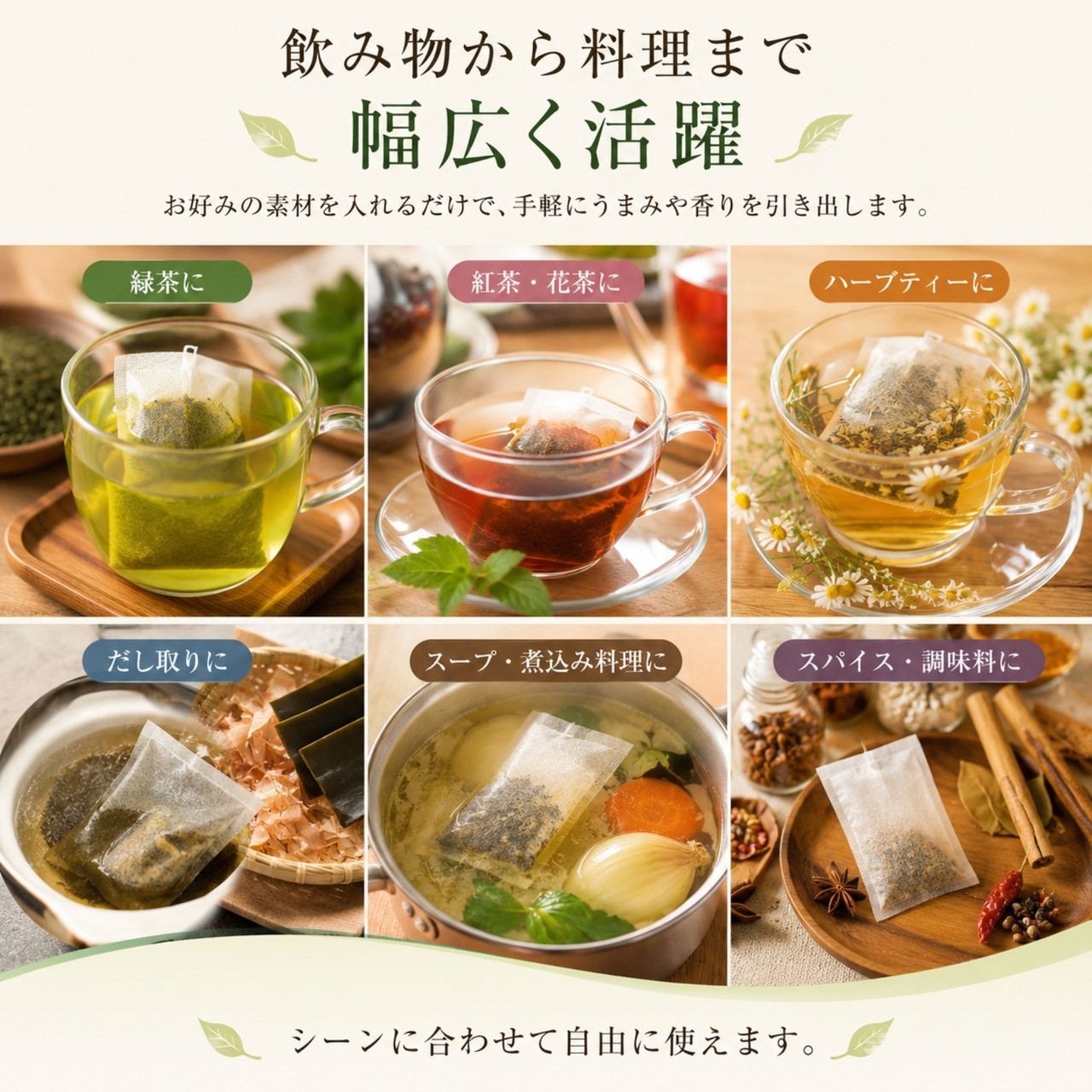 トウモロコシ繊維100% お茶パック 100枚 折り返し式 ティーバッグ 7×10cm だし ハーブ 調味料 使い捨て