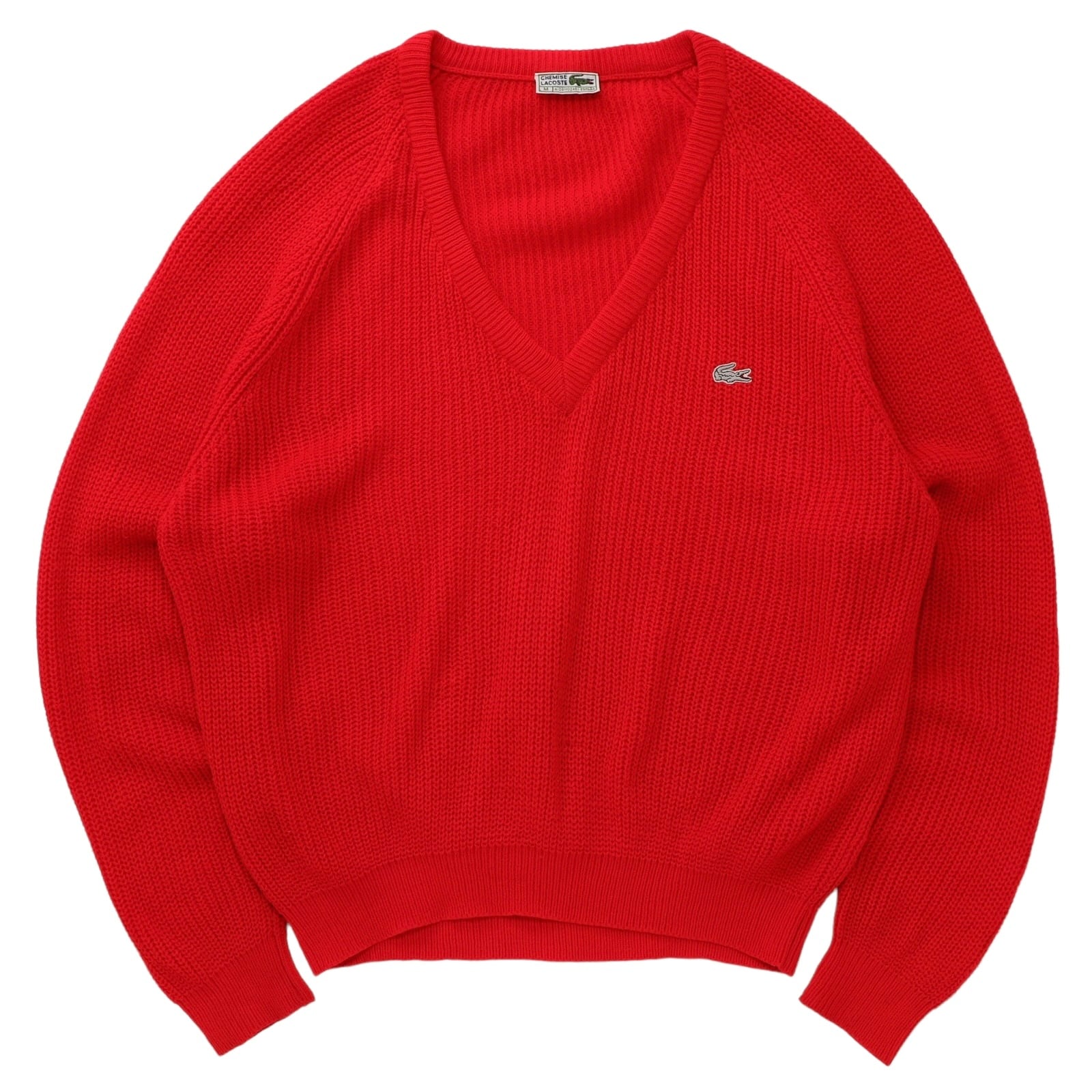 80年代 ラコステ LACOSTE CHEMISE Vネック アクリルニットセーター スペイン製 メンズXXL ヴィンテージ /eaa368238