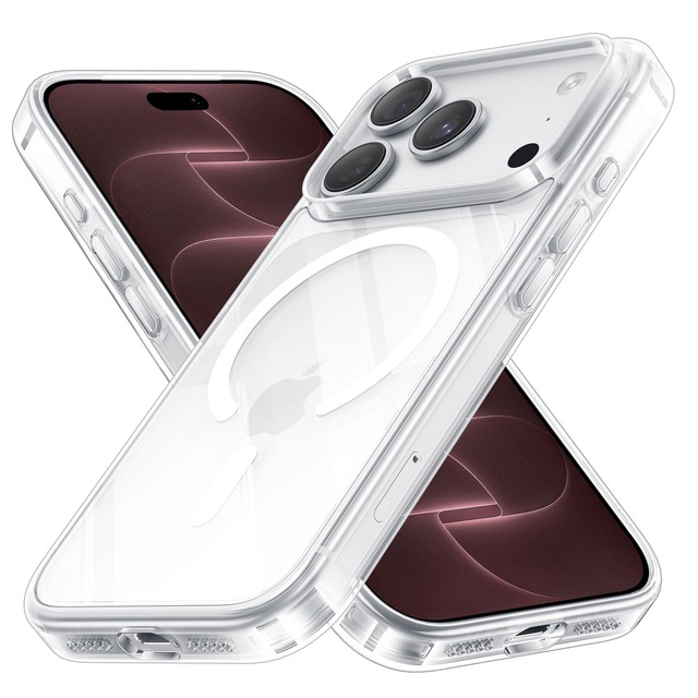 NIMASO iPhone 18 Pro Max / 17 Pro Max 用 ケース MagSafe対応 クリア 背面強化ガラス 耐衝撃