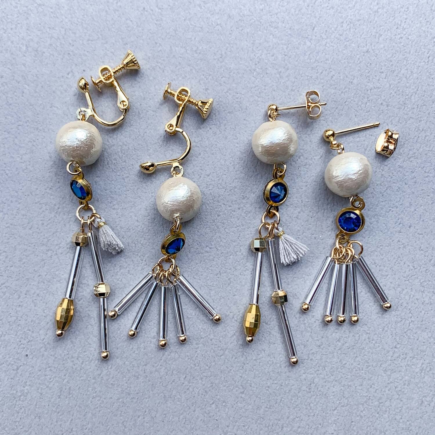 竹ビーズの華奢なアシンメトリー〈ピアス/イヤリング〉 | Dua