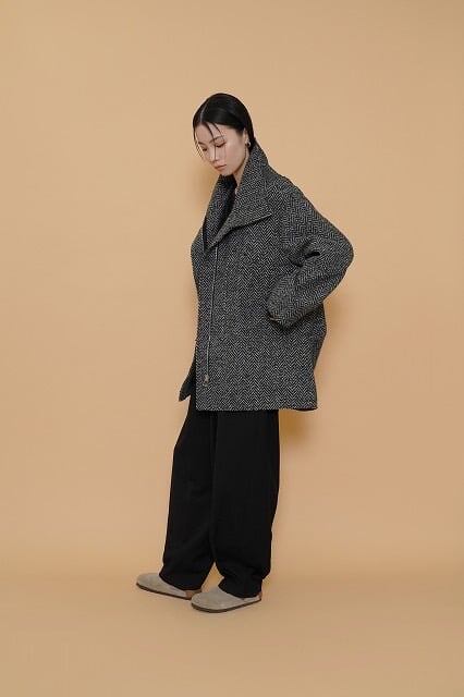 ヘリンボーンツイードハーフコート 504388 CYAN tokyo シアン