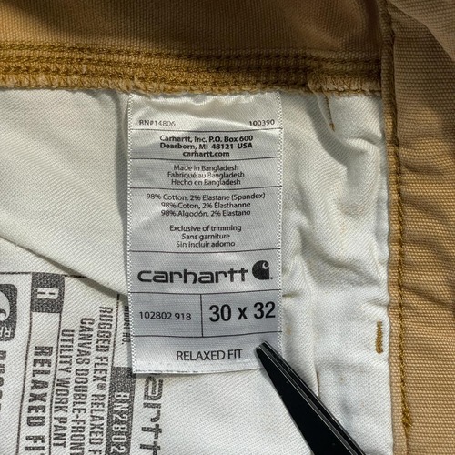 20s ブラウン ダブルニー カーハート Carhartt 30×32 詳細写真12
