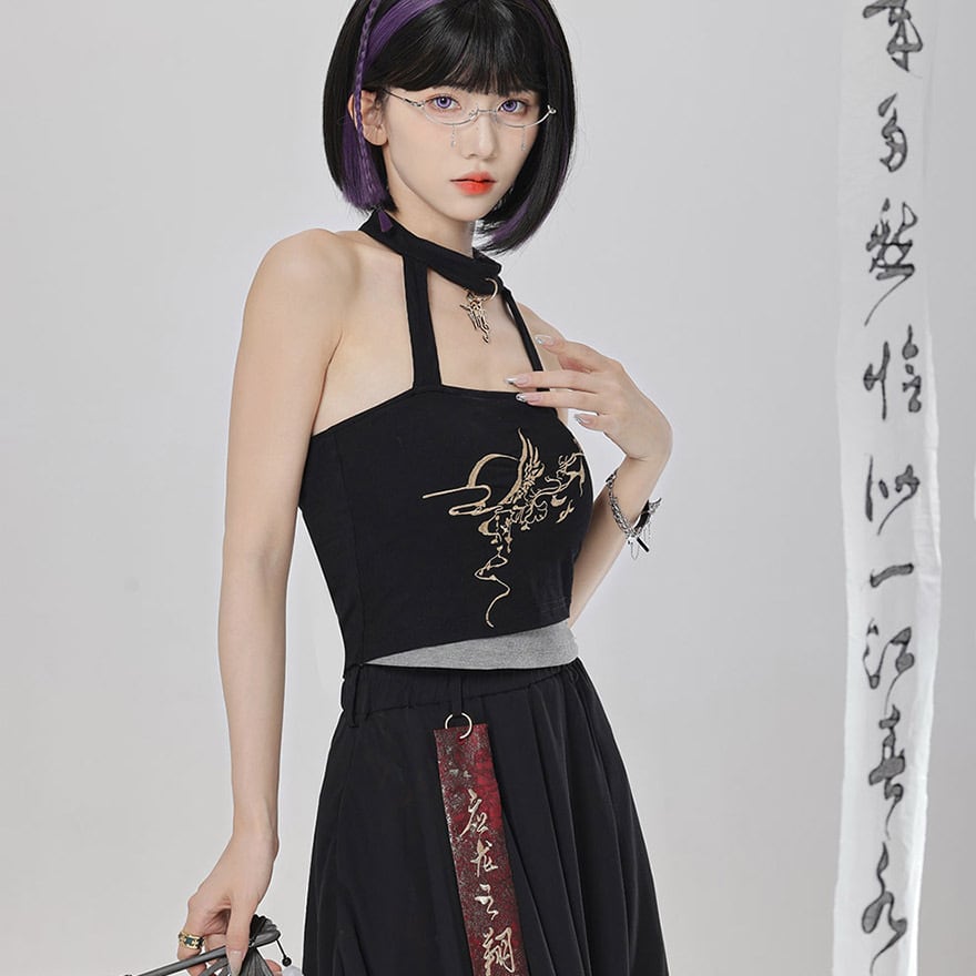 サブカル 服 地雷系 通販 チャイナ風服 キャミソール アクセサリー付き