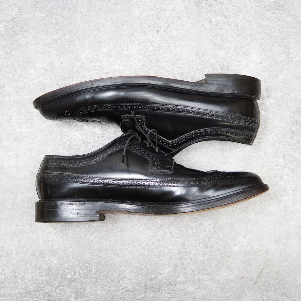 30cm Florsheim フローシャイム ロングウィングチップ ブラック