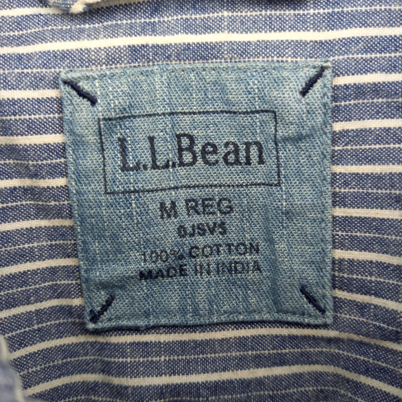 エルエルビーン　ヒッコリー　ワークシャツ　ストライプ　インディゴ　M