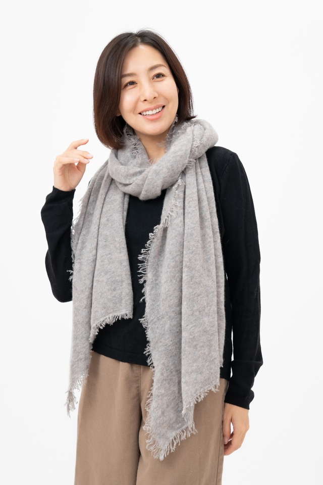 Rokuhara - ロクハラ/ナチュラルグレー　カシミヤ100%ストール（無染色）幅70cm×縦200cm